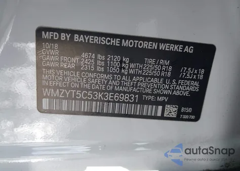 2019 Mini Countryman Cooper S из США, поврежденный, VIN WMZYT5C53K3E69831